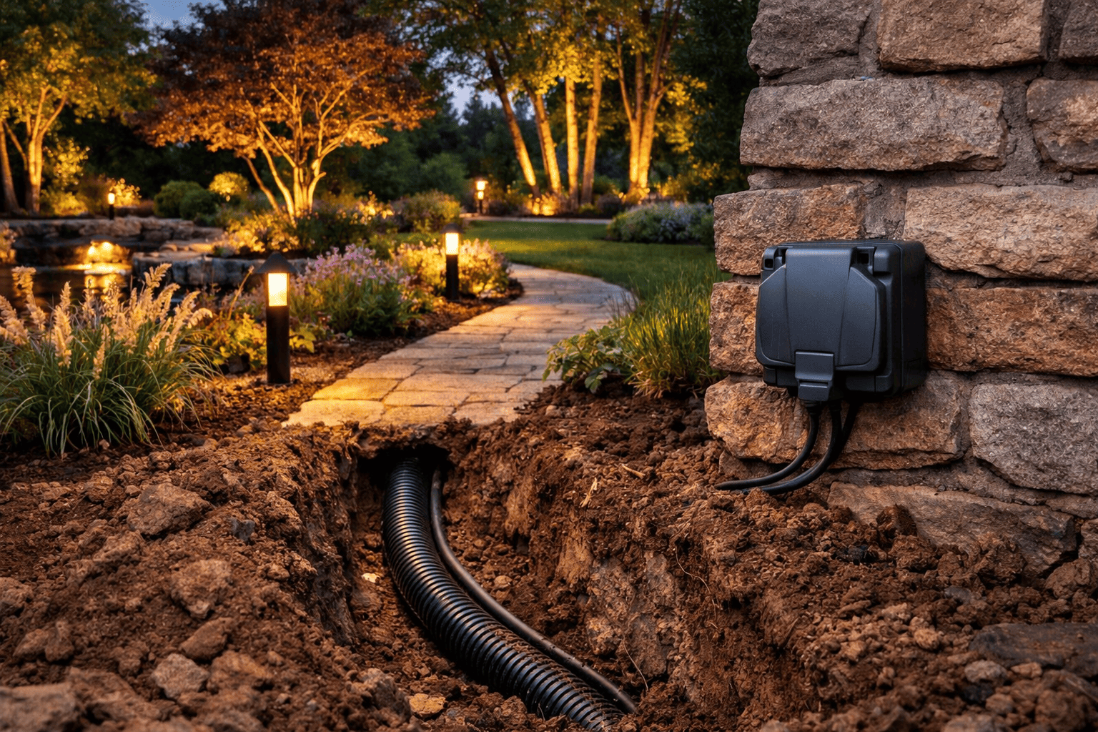 Trädgårdsel och utomhusinstallation